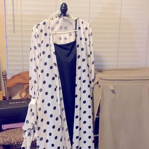 Black sleeveless dress with beautiful sheer black and white Polka Dot covering!